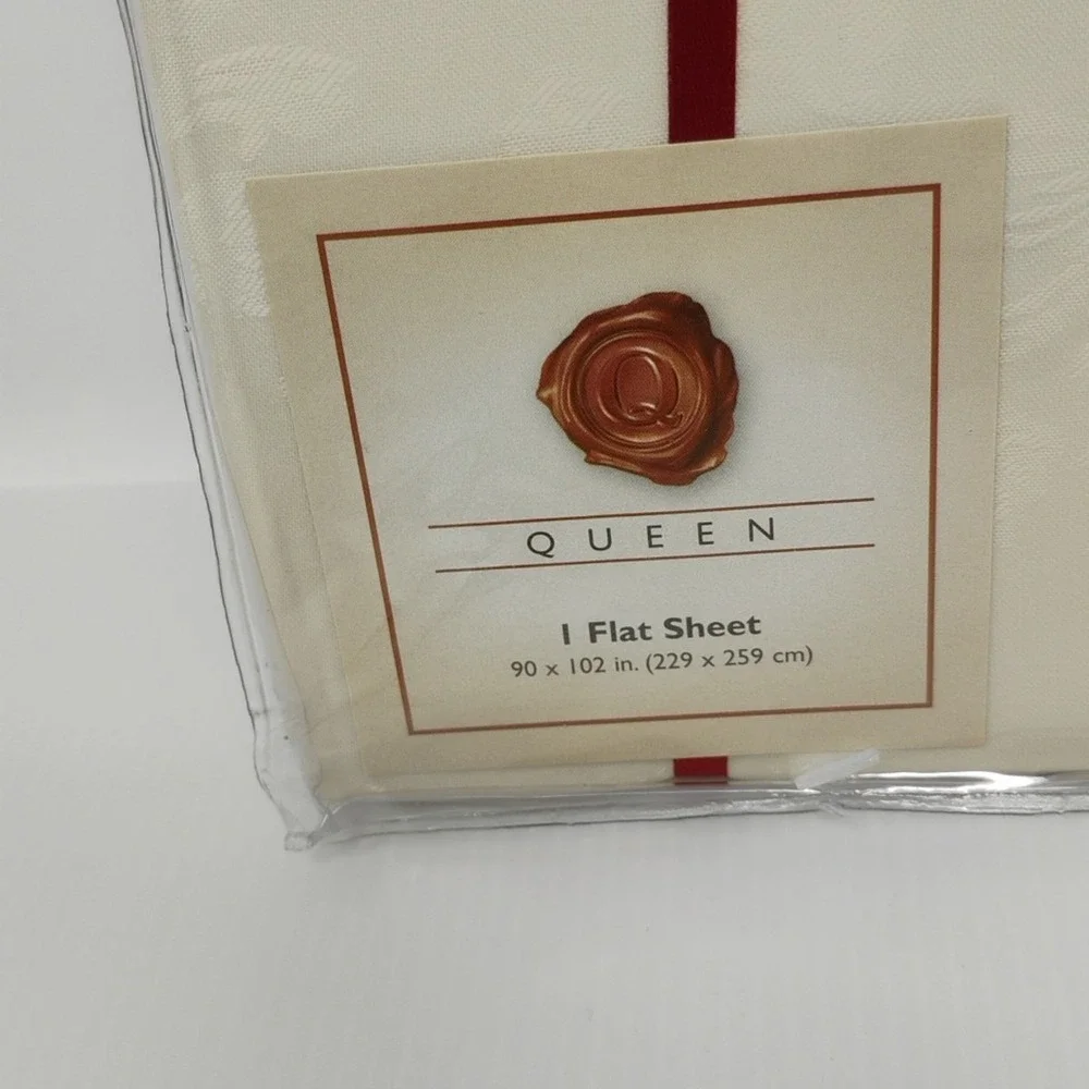 VERATEX Anniversary Jacquard‎ Floral Ivory 350 TC 100% Cotton Queen Flat Sheet